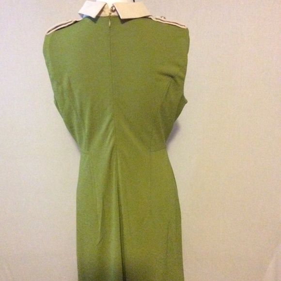 Lime green dress with cream color by Birryshop - Picture 3 of 4